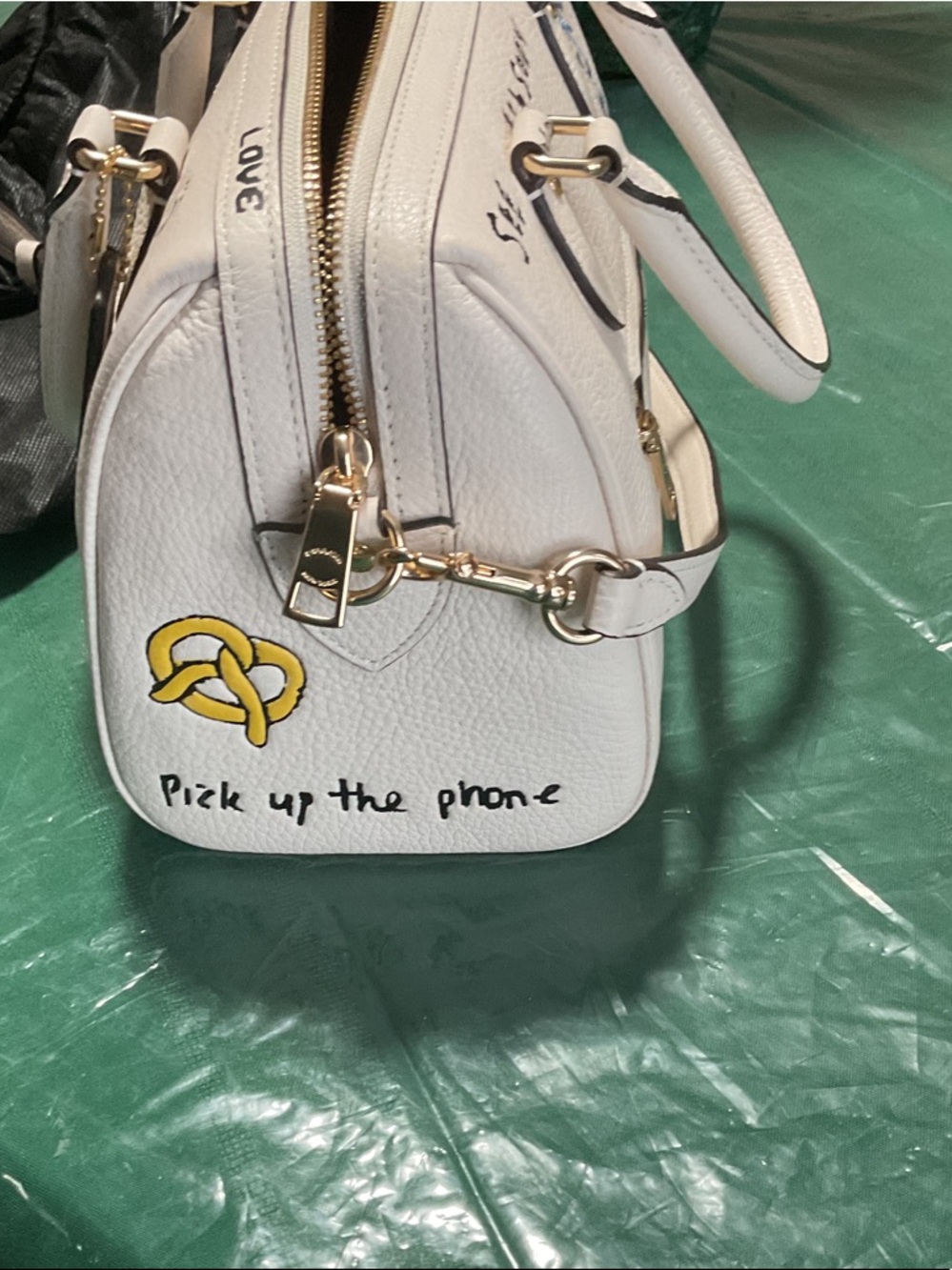 Coach Rowen Cream Leather Doodle Satchel with Floral and Butterfly Accents - Picture 13 of 13